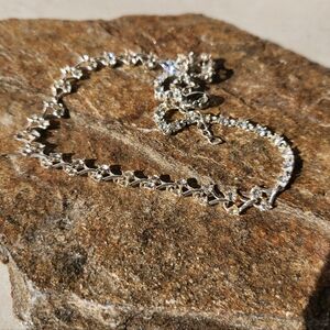 NEW Rhinestone Silver Dainty Fancy Necklace for Weddings Parties Events 18 Inch